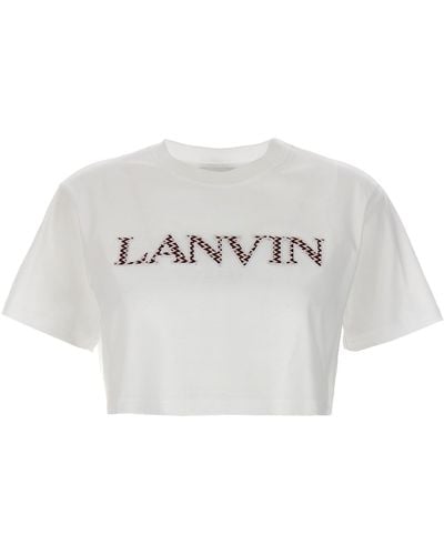 Lanvin Curblace Embroidered T-shirt Cream White - Natural