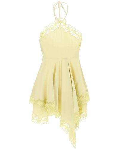 Stella McCartney Asymmetric Satin Dress With Lace Detail - Yellow