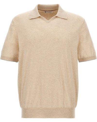 Brunello Cucinelli Knitted Shirt Polo Beige - Neutro