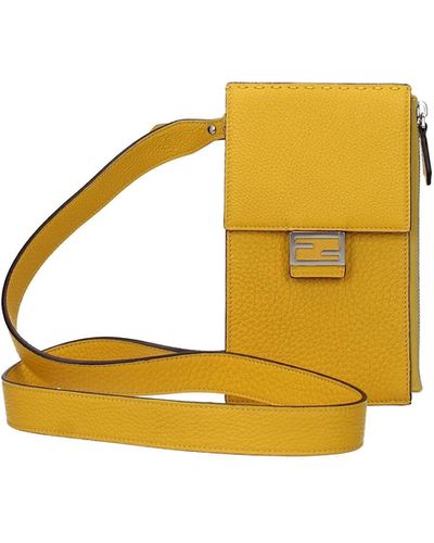 Fendi Selfphone Cover Leather Yellow Sunflower - Metallic