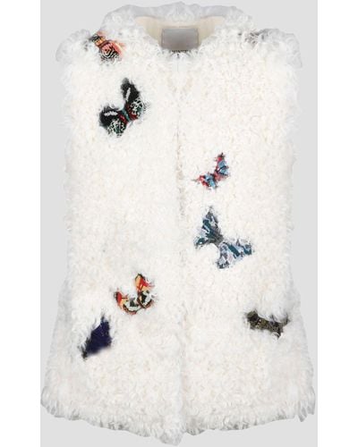 Valentino Garavani Butterflies Patch Fur Vest - Natural