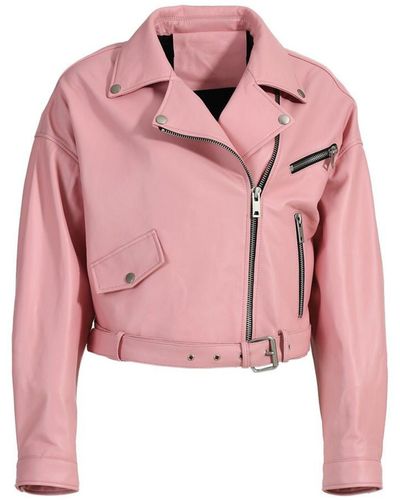 Wanan Touch Stella Jacket In Pink Lambskin Leather