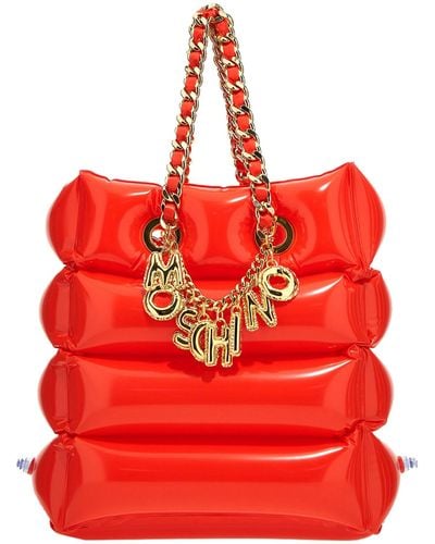 Moschino Removable Logo Charms Shopping Bag Tote Bag - Red