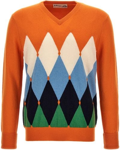 Ballantyne Argyle Sweater Maglioni Arancione