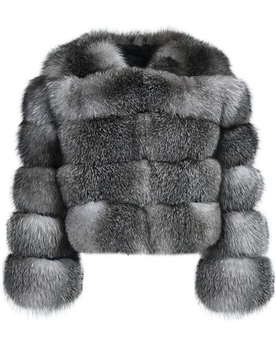 Wanan Touch Rouge Natural Grey Fox Fur Jacket
