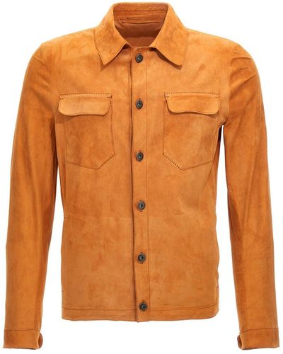 Salvatore Santoro Suede Overshirt Shirt, Blouse - Orange