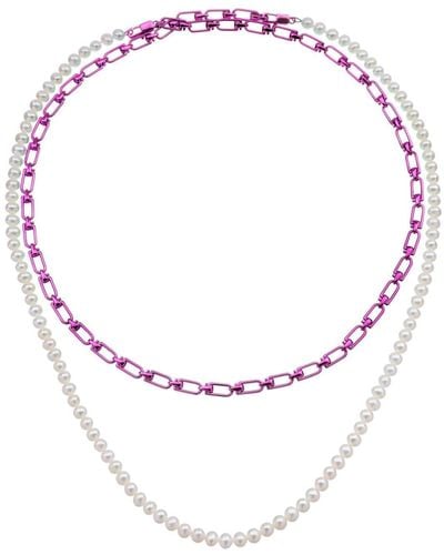 Eera 'reine' Double Necklace With Pearls - Multicolour