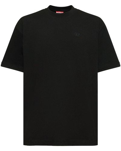 DIESEL Cotton T-Shirt With Back Oval-D Logo - Black