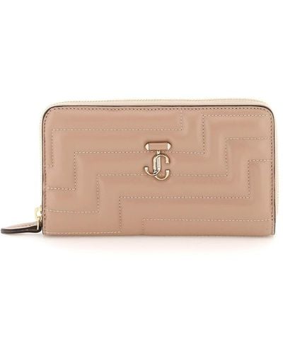 Jimmy Choo Zip Around Quilted Nappa Wallet - Natural