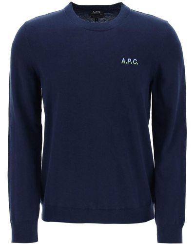 A.P.C. Crew Neck Cotton Jumper - Blue