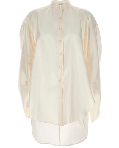 DI.LA3 PARI' Curled Sleeve Shirt Shirt, Blouse - White