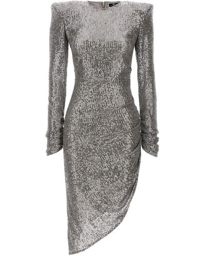 Elisabetta Franchi Sequin Asymmetrical Dress - Gray