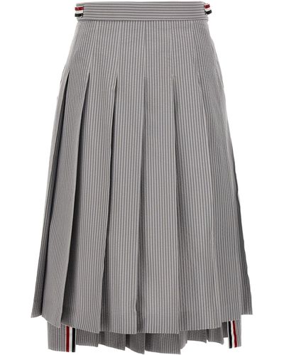 Thom Browne Pleated Midi Skirt Gonne Grigio