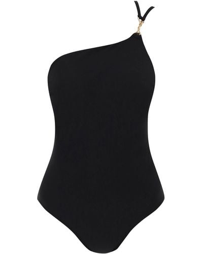 Tory Burch One-Shoulder Swimsuit With - Black