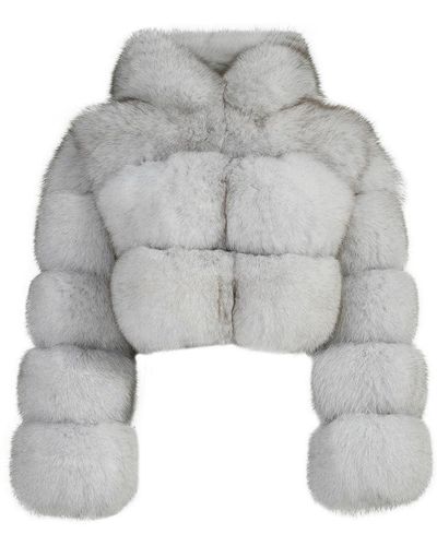 Wanan Touch Giusy Natural White Fox Fur Jacket - Grey