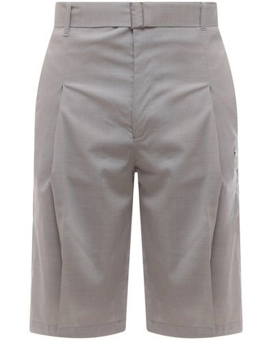 Etudes Studio Virgin Wool Blend Bermuda Shorts With Frontal Pinces - Grey