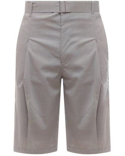 Etudes Studio Virgin Wool Blend Bermuda Shorts With Frontal Pinces - Gray