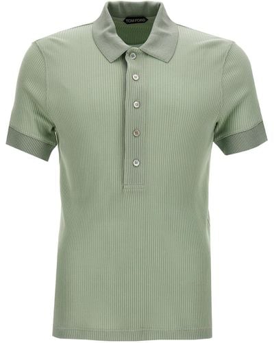 Tom Ford Ribbed Viscose Shirt Polo - Green
