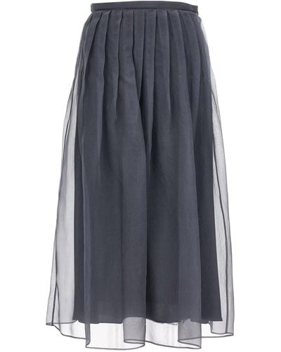 Brunello Cucinelli Tulle Skirt Skirts - Grey
