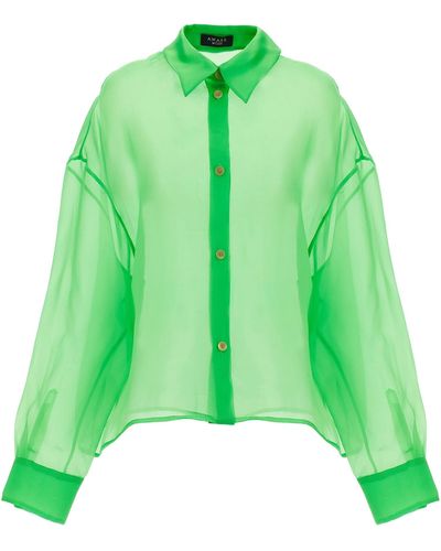 A.W.A.K.E. MODE Organdy 80s Shirt Shirt, Blouse - Green