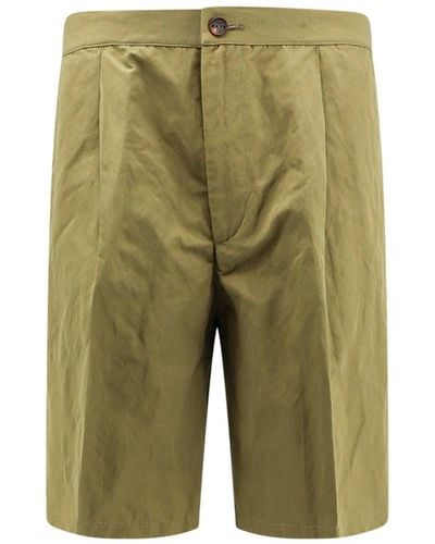 Hevò Cotton And Metal Bermuda Shorts With Pinces - Green