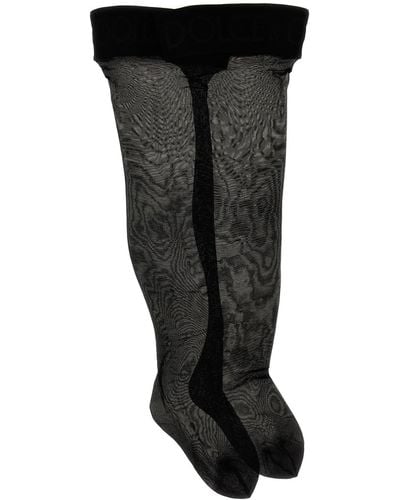 Dolce & Gabbana Logo Over-The-Knee Socks - Black