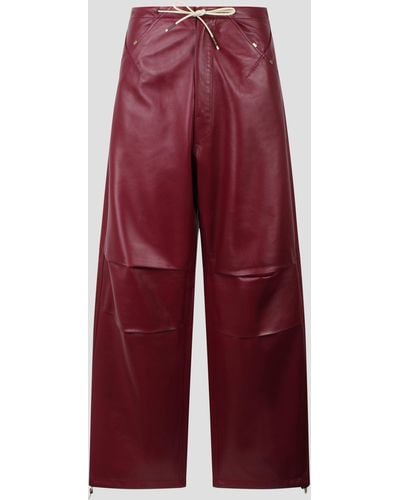 DARKPARK Daisy Plonge Nappa Leather Military Pants - Red