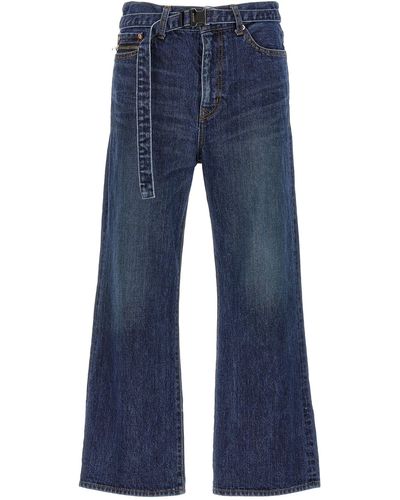 Sacai cropped bootcut jeans - Blue