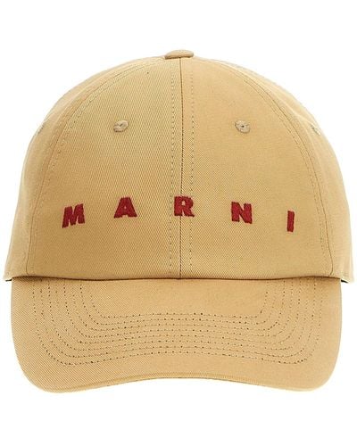 Marni Logo Embroidery Cap Hats - Natural