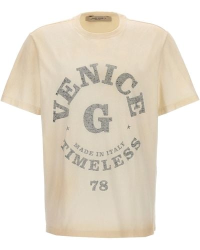 Golden Goose Logo Print T Shirt Bianco/Nero - Neutro