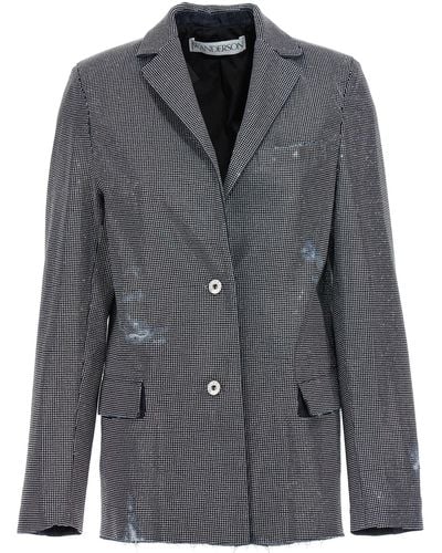 JW Anderson Used Sequin Denim Blazer Jacket Giacche Blu - Grigio