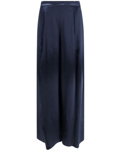 Erika Cavallini Semi Couture Wide Satin Trouser - Blue