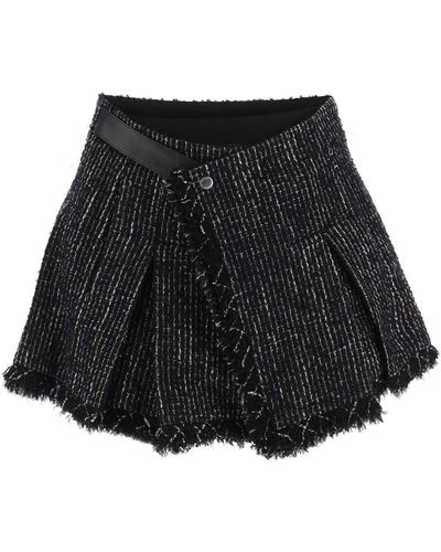 Sacai Tweed And Faille Skort - Black