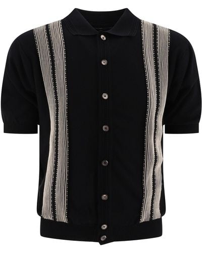 Kapital "Oyster Aloha" Knit Polo Shirt - Black