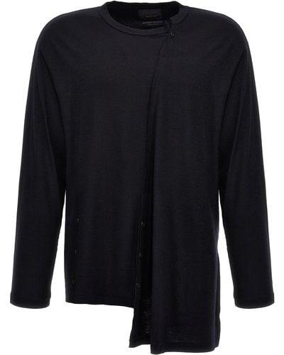 Yohji Yamamoto Oblique Buttons Sweater Maglioni Blu - Nero
