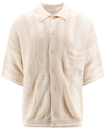 Laneus Cotton Shirt With Embroideries - Natural