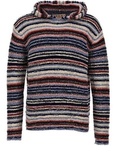 Marni Striped Hooded Sweater Maglioni Multicolor - Grigio