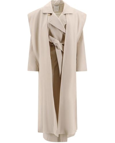 LE17SEPTEMBRE Oversize Cotton Blend Trench With Belt - Natural