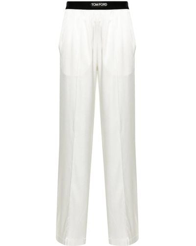 Tom Ford Pajama Pants With Velvet Trim - White