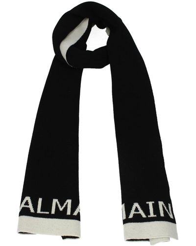 Balmain Scarves Wool Black Beige