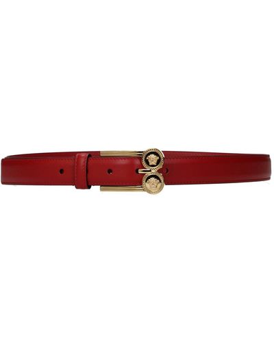 Versace Thin Belts Leather Red Dark Red