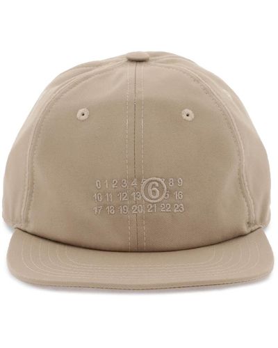 MM6 by Maison Martin Margiela Baseball Cap With Numeric Embroidery - Natural