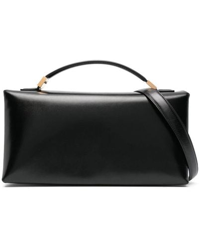 Marni Leather Tote Bag With Prisma Logo - Black