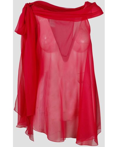 Alberta Ferretti Silk chiffon blouse - Rosso