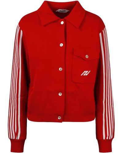 Autry Knitted Sporty Cardigan - Red