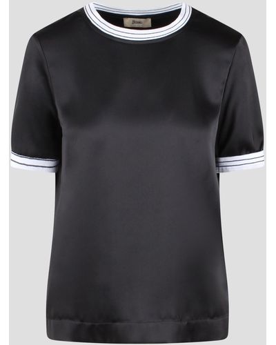 Herno Casual Satin T-Shirt - Black