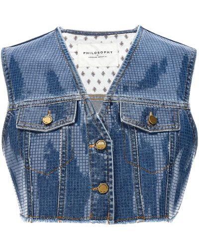 Philosophy Sequin Vest Top Tops - Blue