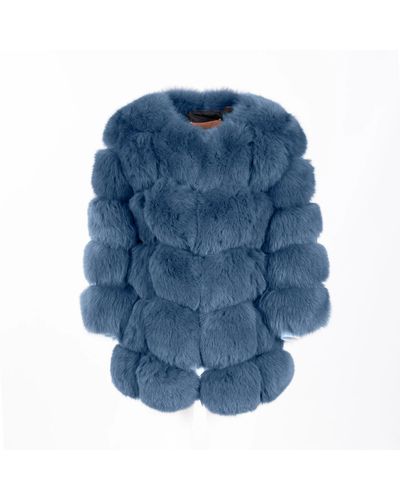 Wanan Touch Classic Blue Fox Fur Jacket