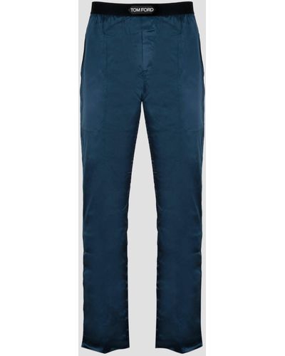 Tom Ford Silk Pyjama Trousers - Blue