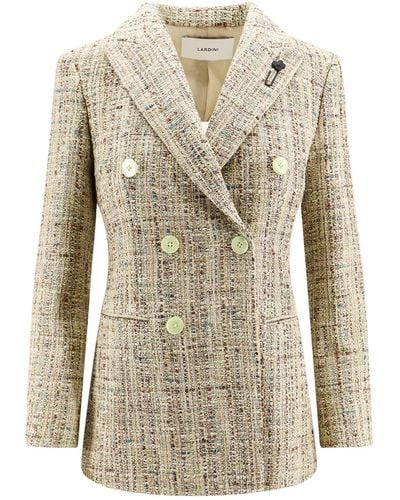 Lardini Double-breasted Blazer With Lurex Effect - Natural